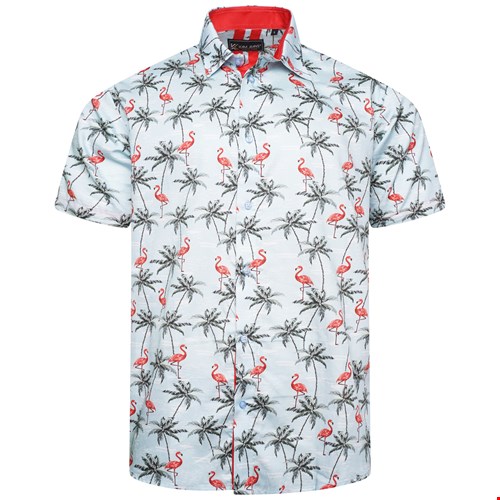 KAM Flamingo Print S/S Shirt
